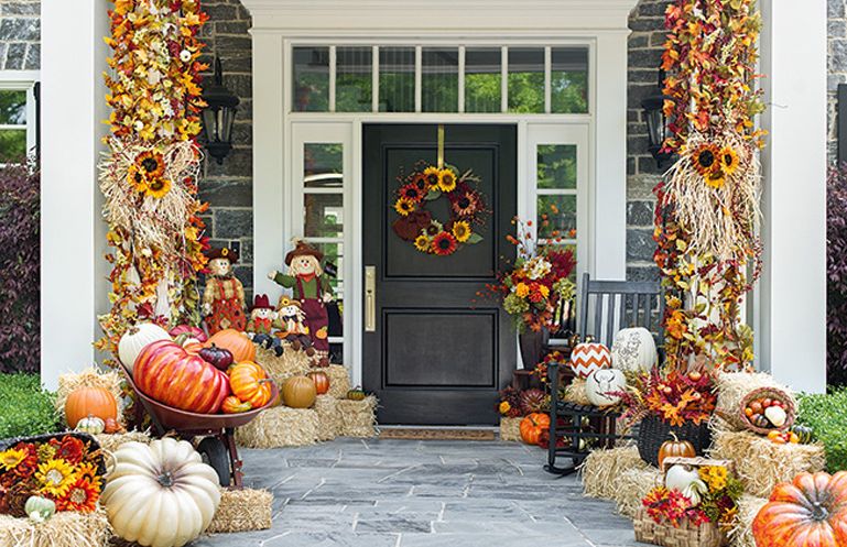 Jesenné dekorácie vchodových dverí